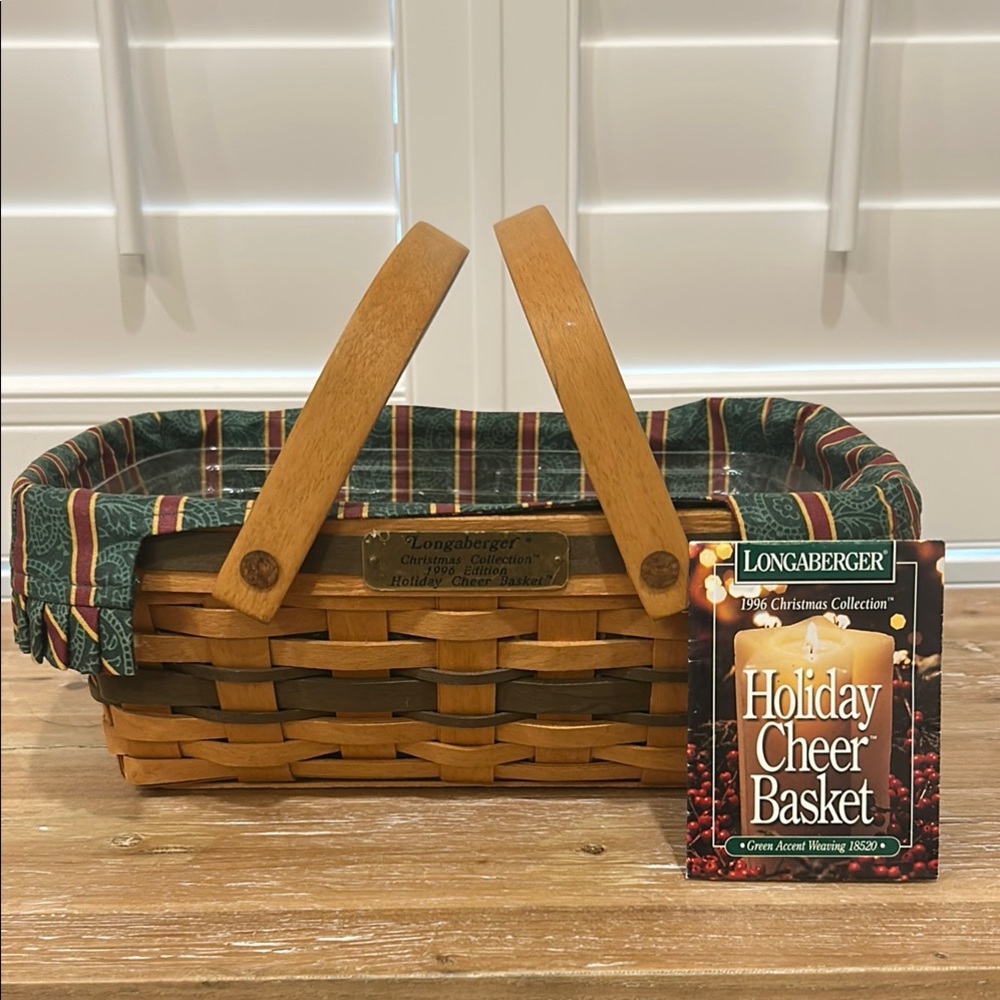 Longaberger Brown Holiday Cheer Basket with Green Liner